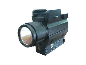 Lanterna elétrica tática pequena da montagem do trilho do poder superior com vista da bateria e do laser de CR123A