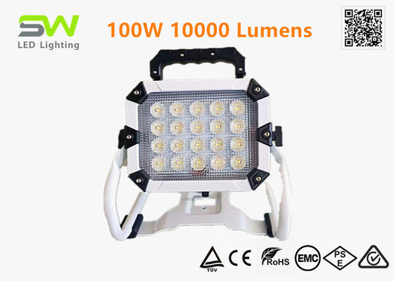 100W 10000 lumens 18V ferramenta de energia bateria alimentada luz de trabalho com suporte de metal